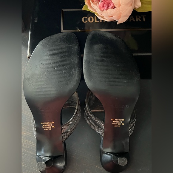 Colin Stuart Kitten Heel Black Metal Upper Heels - Size 6.5 - Picture 12 of 12